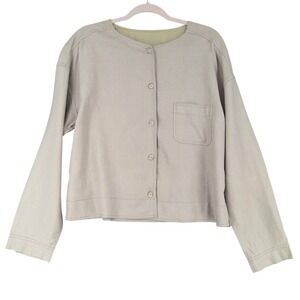 debra deRoo Linen Button Front Long Sleeve Casual‎ Top Women M